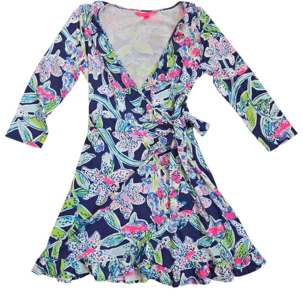 Lilly Pulitzer Jessalynne Wrap Romper Dress Small ~ Sway This Way Bright orchids